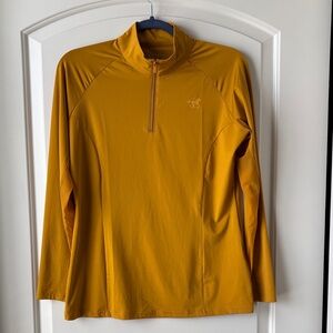 SmartPak Equine Piper SmartCore Sun Shirt 1/4 Zip- M- Amber Gold w/ Mesh Sleeves
